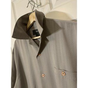 LeMonde Mens Button-Up Shirt Stone‎ Gray Sz M
